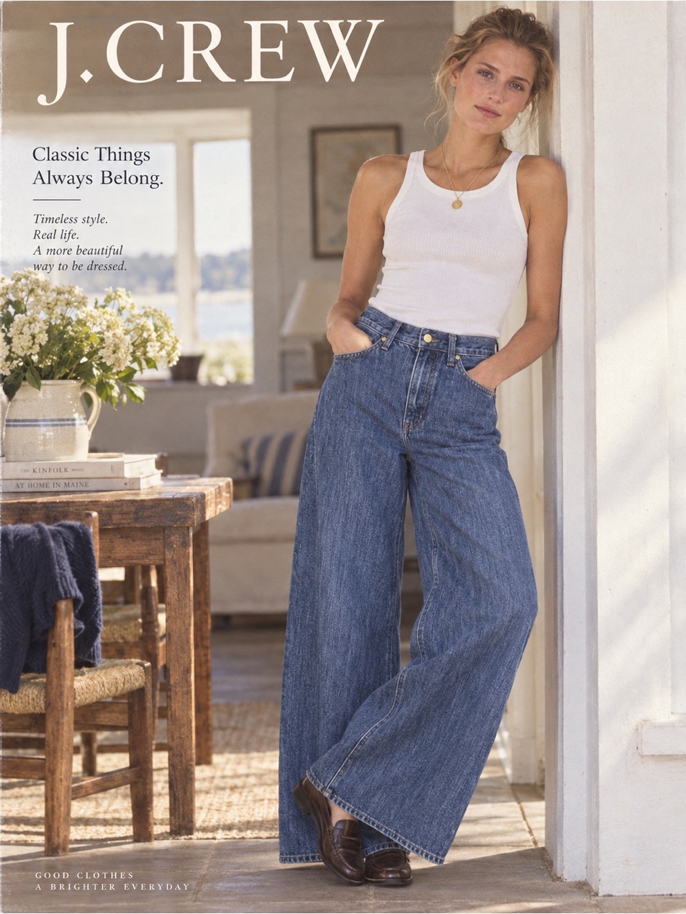 J.Crew High-Rise Superwide-Leg Jeans Size 30 Medium Wash 100% Cotton